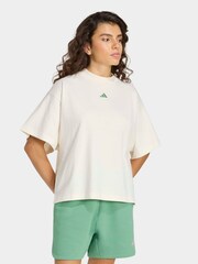 adidas White 3-Stripe Studio Oversize Graphic T-Shirt - Image 1 of 6