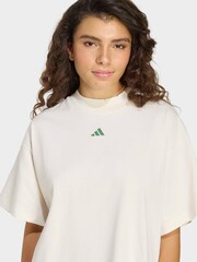 adidas White 3-Stripe Studio Oversize Graphic T-Shirt - Image 4 of 6
