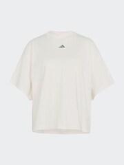adidas White 3-Stripe Studio Oversize Graphic T-Shirt - Image 6 of 6