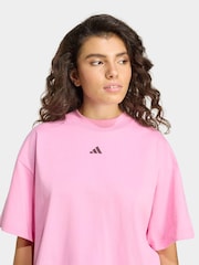 adidas Pink 3-Stripe Studio Oversize Graphic T-Shirt - Image 4 of 6