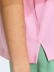 adidas Pink 3-Stripe Studio Oversize Graphic T-Shirt - Image 5 of 6