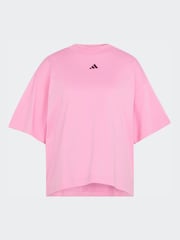 adidas Pink 3-Stripe Studio Oversize Graphic T-Shirt - Image 6 of 6