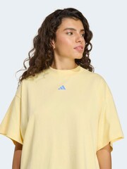 adidas Yellow 3-Stripe Studio Oversize Graphic T-Shirt - Image 4 of 6