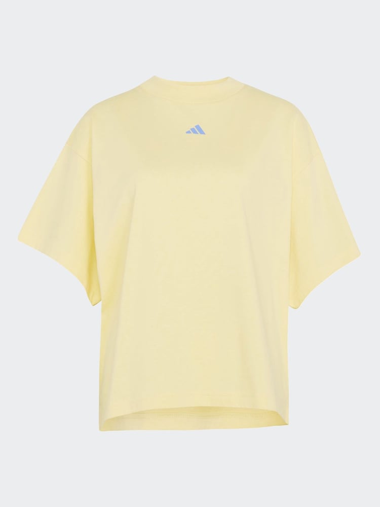 adidas Yellow 3-Stripe Studio Oversize Graphic T-Shirt - Image 6 of 6