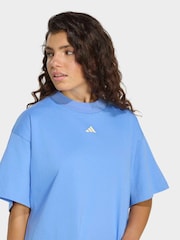 adidas Blue 3-Stripe Studio Oversize Graphic T-Shirt - Image 4 of 6