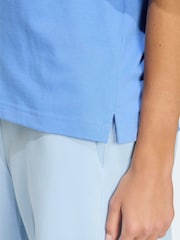 adidas Blue 3-Stripe Studio Oversize Graphic T-Shirt - Image 5 of 6