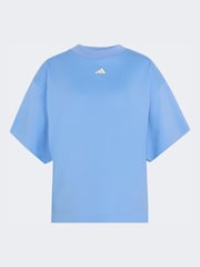 adidas Blue 3-Stripe Studio Oversize Graphic T-Shirt - Image 6 of 6