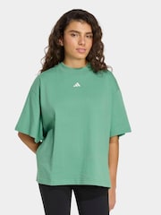 adidas Green 3-Stripe Studio Oversize Graphic T-Shirt - Image 1 of 6