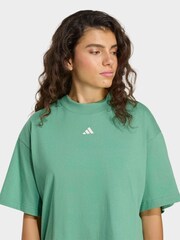 adidas Green 3-Stripe Studio Oversize Graphic T-Shirt - Image 4 of 6