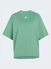 adidas Green 3-Stripe Studio Oversize Graphic T-Shirt - Image 6 of 6