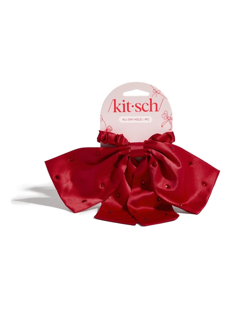 Kitsch Satin Rhinestone Bow Scrunchie - Image 1 of 5