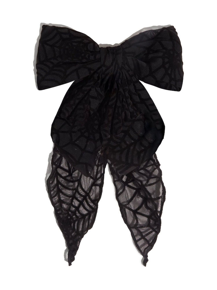 Kitsch Oversized Bow Hair Clip Spiderweb - Image 2 of 4