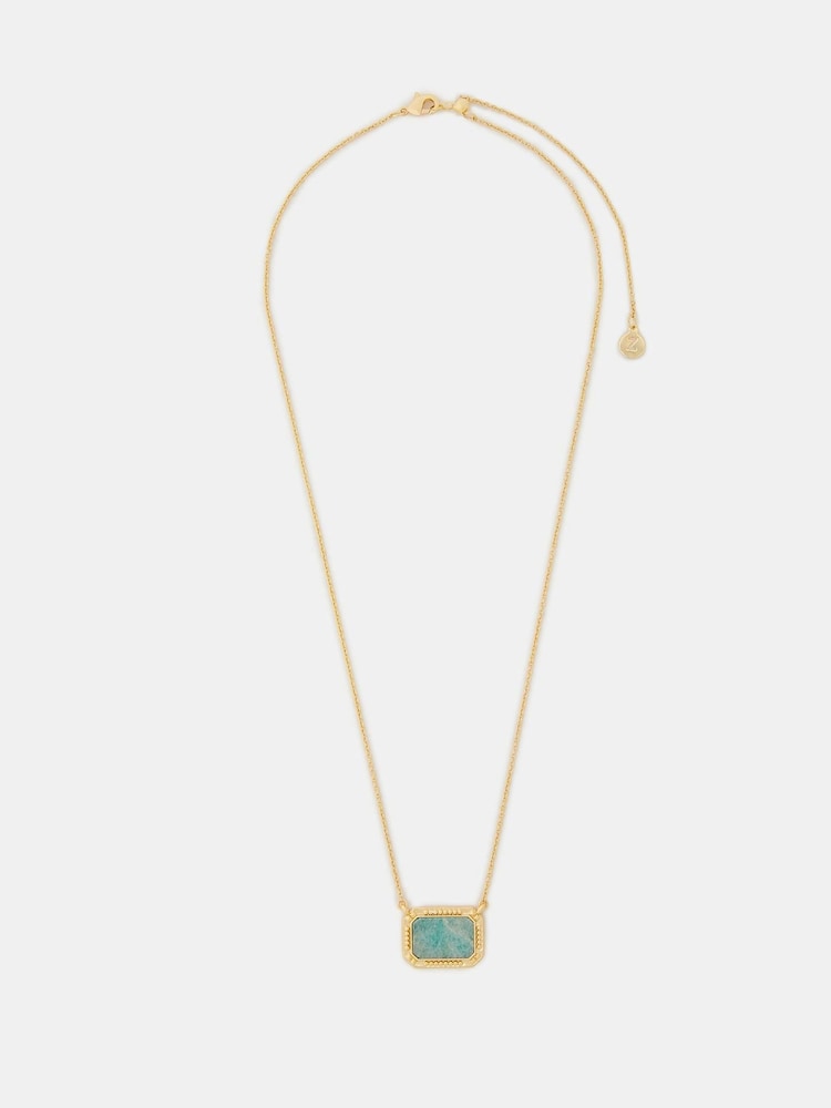 Accessorize Gold Plated 14ct Amazonite Slice Pendant Necklace - Image 1 of 4