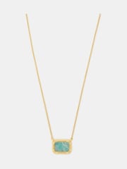 Accessorize Gold Plated 14ct Amazonite Slice Pendant Necklace - Image 2 of 4