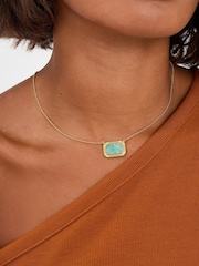 Accessorize Gold Plated 14ct Amazonite Slice Pendant Necklace - Image 4 of 4