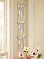 Set of 3 Monochrome Ceramic Striped Bows Plaques Wall Art - Image 2 of 6