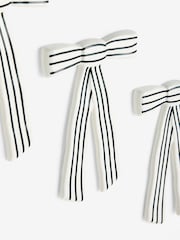 Set of 3 Monochrome Ceramic Striped Bows Plaques Wall Art - Image 6 of 6