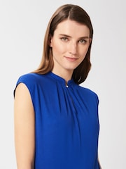 Hobbs Blue Maeve Button Neck Top - Image 3 of 4