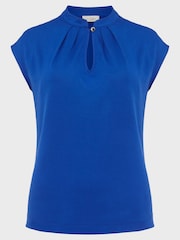 Hobbs Blue Maeve Button Neck Top - Image 4 of 4