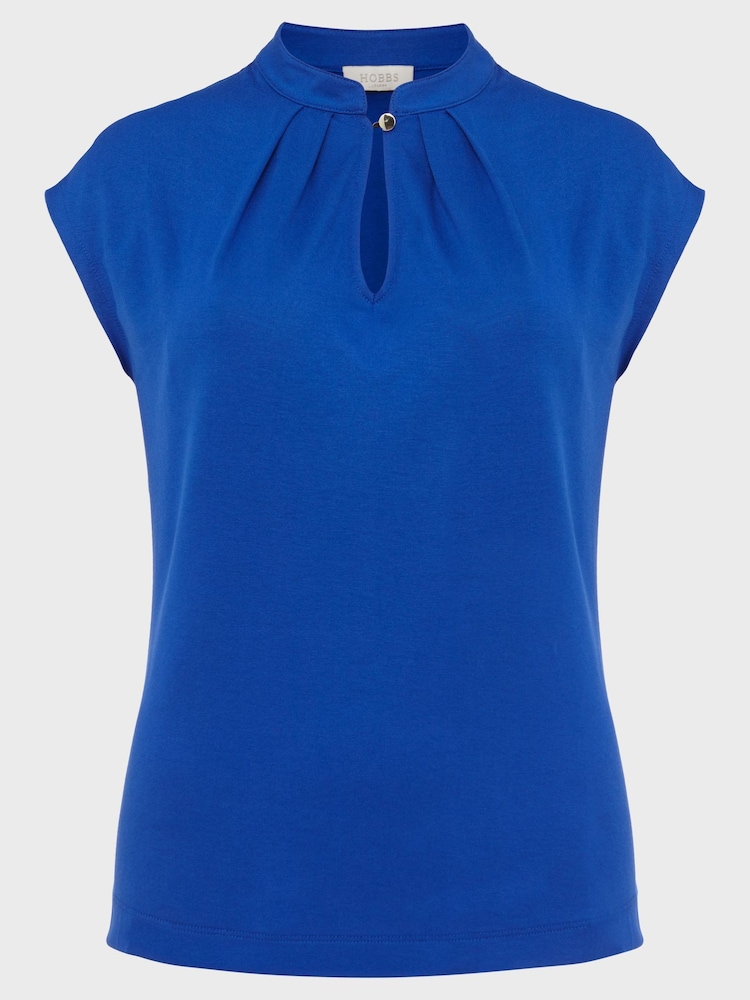 Hobbs Blue Maeve Button Neck Top - Image 4 of 4 Hobbs Blue Maeve Button Neck Top - Image 4 of 4