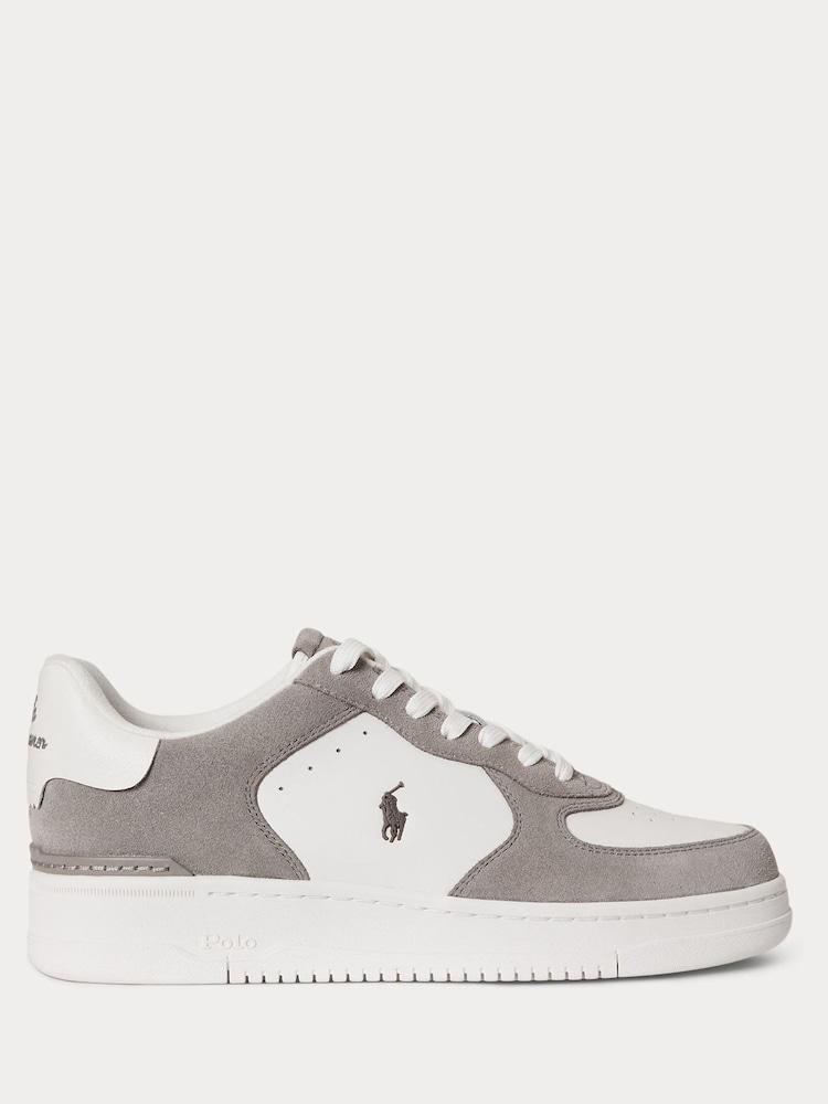 Polo Ralph Lauren Earth Grey/Deckwash White Masters Crt Trainers - Image 1 of 4 Polo Ralph Lauren Earth Grey/Deckwash White Masters Crt Trainers - Image 1 of 4