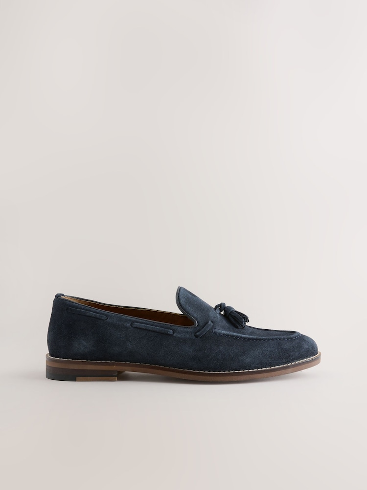 Navy Suede Loafers - Image 1 of 5