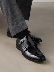 黑色 - Hi-shine Double Monk Shoes - 圖片 2/2