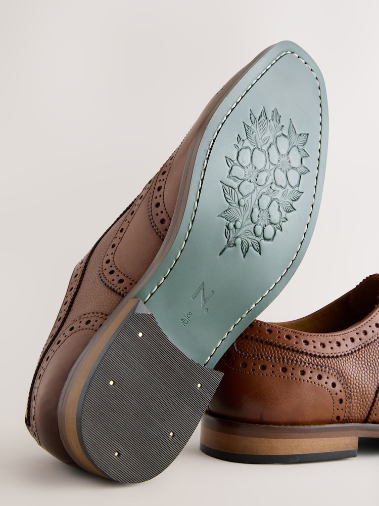 Tan Brown Leather Brogue Shoes - Image 5 of 5 Tan Brown Leather Brogue Shoes - Image 5 of 5