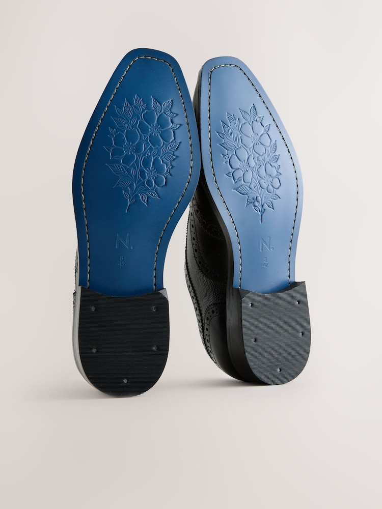 Black Leather Brogue Shoes - Image 5 of 5