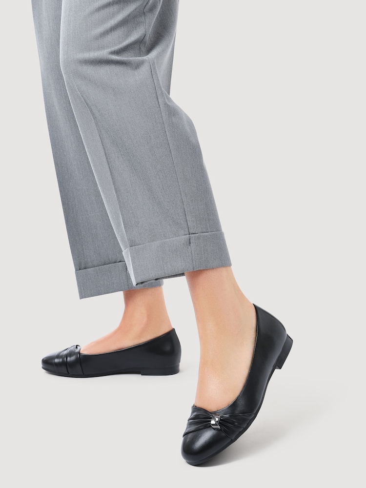 Pavers Black Bow Detailed Heeled Ballet Pumps - Image 1 of 5 Pavers Black Bow Detailed Heeled Ballet Pumps - Image 1 of 5
