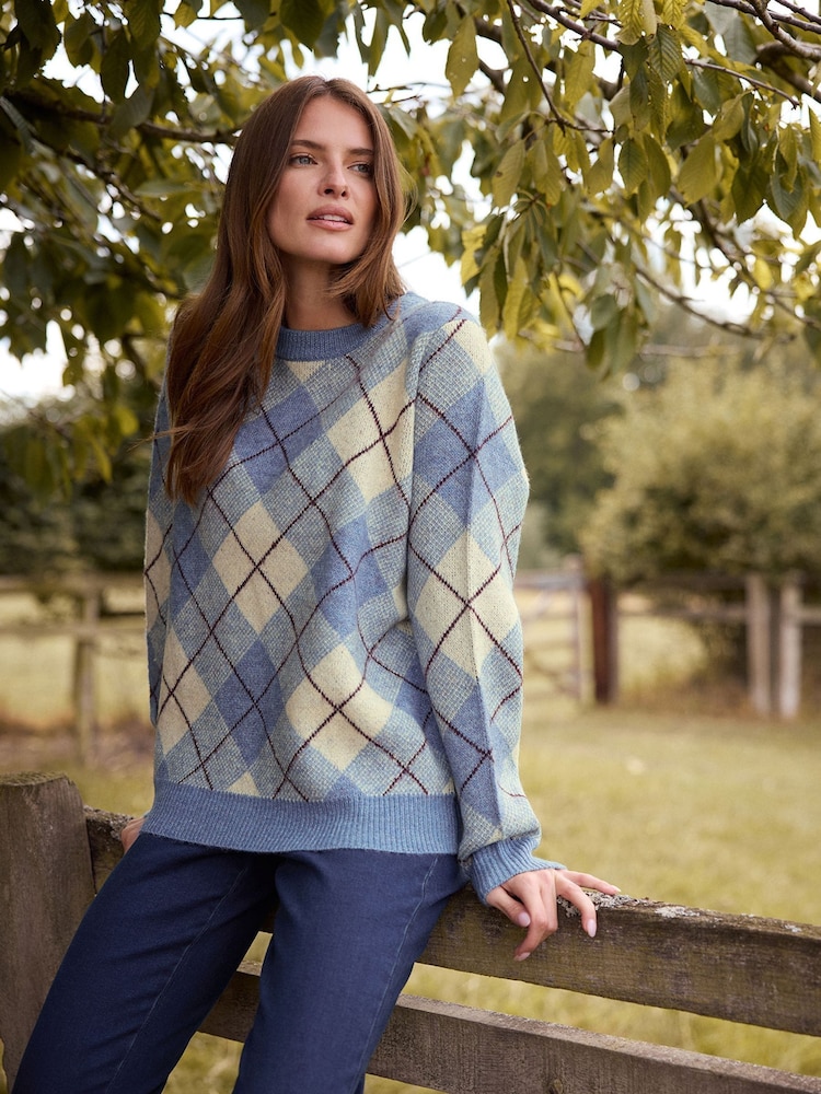 M&Co Blue Argyle Jumper - Image 1 of 3
