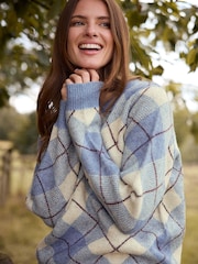 M&Co Blue Argyle Jumper - Image 2 of 3