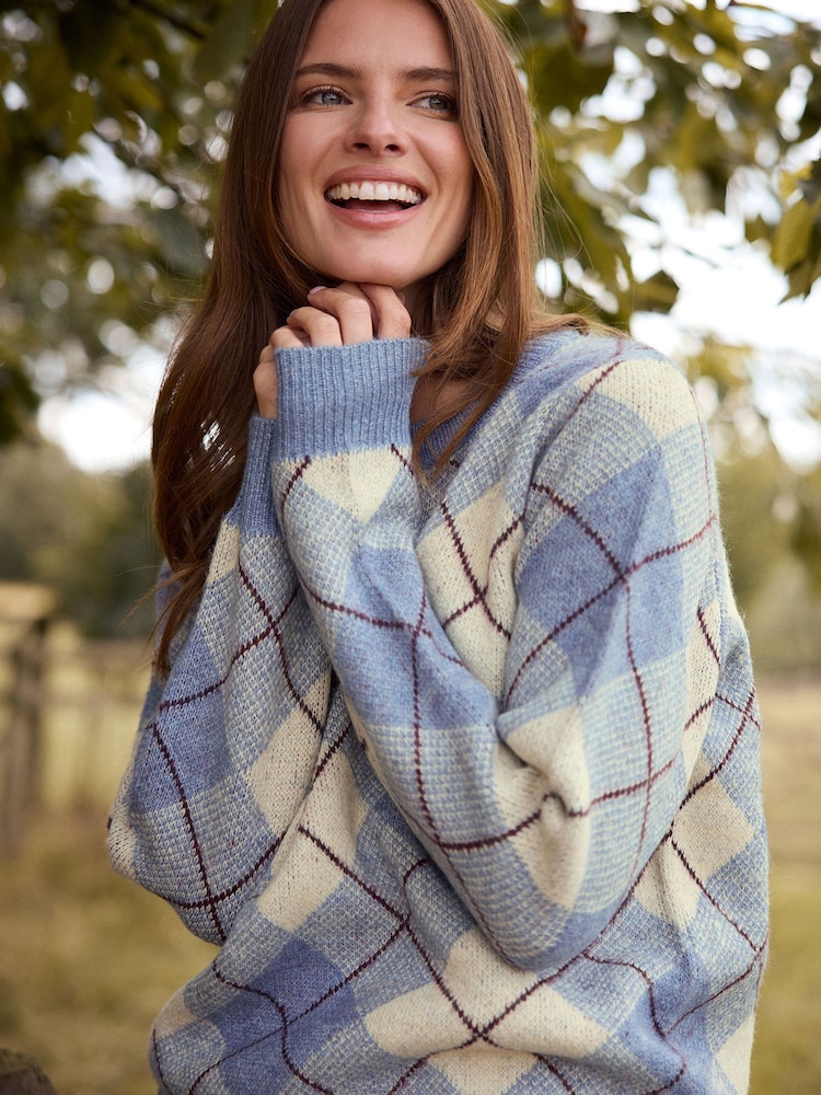 M&Co Blue Argyle Jumper - Image 2 of 3