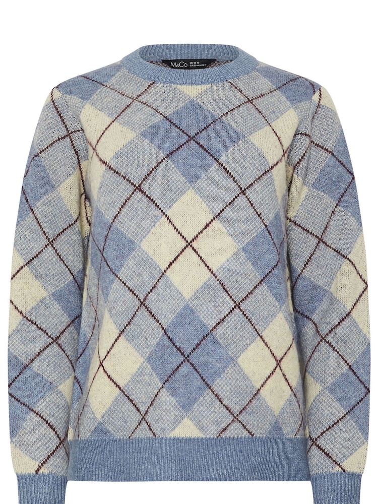 M&Co Blue Argyle Jumper - Image 3 of 3