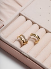 Jon Richard Gold Plated Polished and Pave Double Row Hoop Earrings - Image 1 of 2