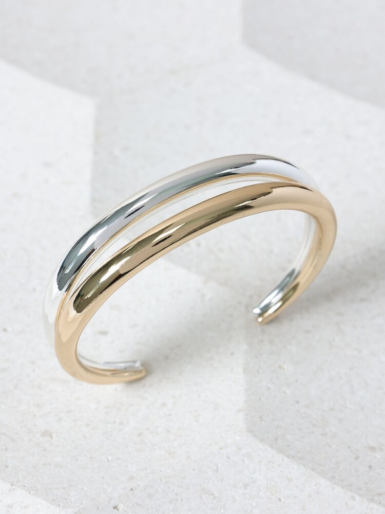 Jon Richard Gold Two Tone Double Row Cuff - Image 2 of 2 Jon Richard Gold Two Tone Double Row Cuff - Image 2 of 2