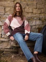 M&Co Brown Embellished Patchwork Jumper - Image 1 of 6