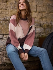 M&Co Brown Embellished Patchwork Jumper - Image 3 of 6