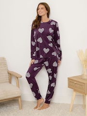 M&Co Red Baby Fleece Cluster Heart PJ Set - Image 1 of 5