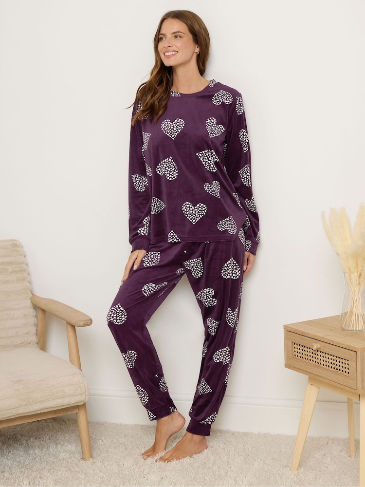 M&Co Red Baby Fleece Cluster Heart PJ Set - Image 1 of 5