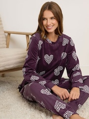 M&Co Red Baby Fleece Cluster Heart PJ Set - Image 2 of 5
