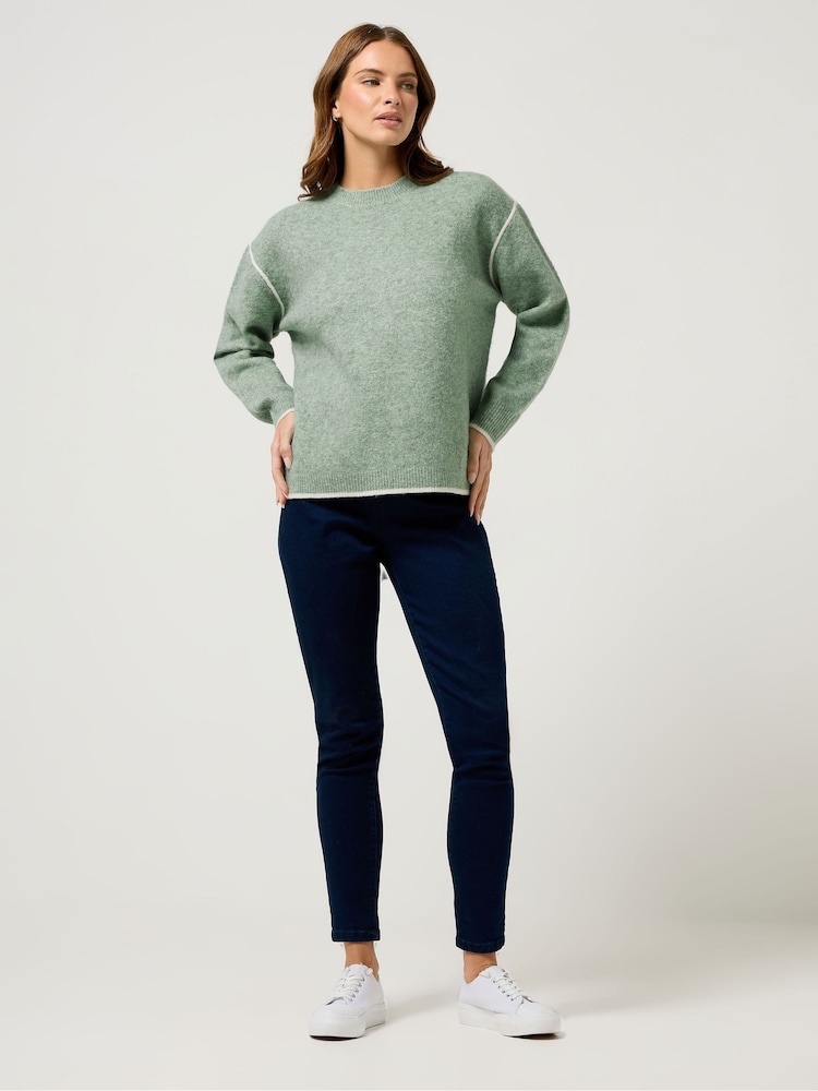 M&Co Green Piped Detail Jumper - Image 2 of 5
