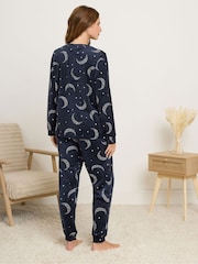 M&Co Blue Baby Fleece Star Moons PJ Set - Image 2 of 5