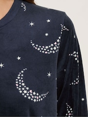 M&Co Blue Baby Fleece Star Moons PJ Set - Image 4 of 5
