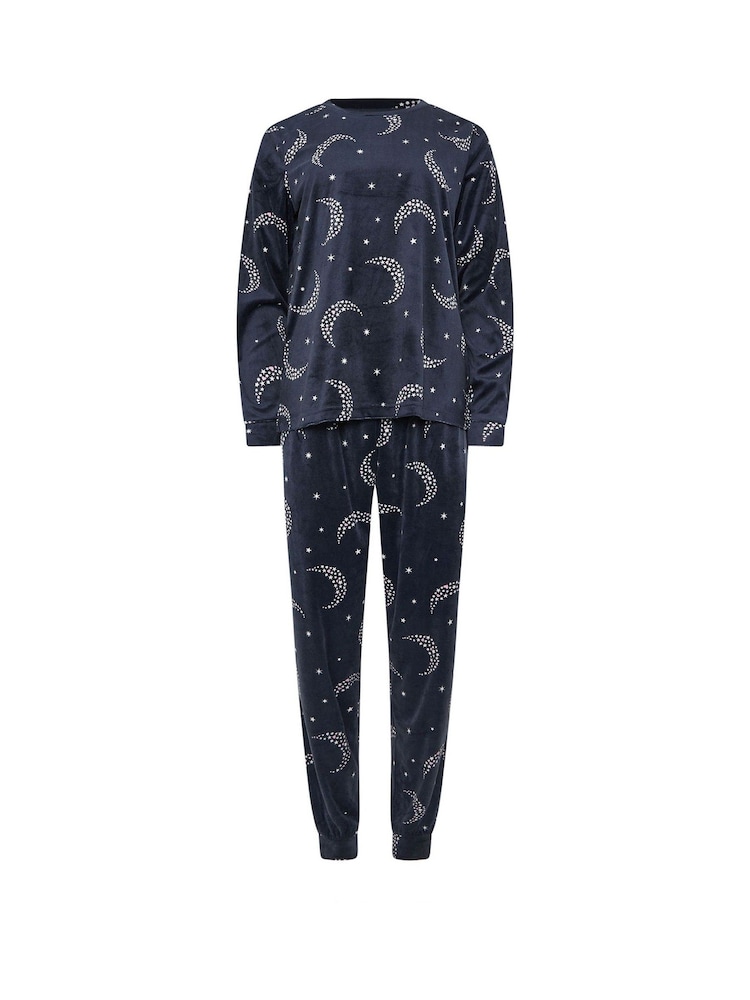 M&Co Blue Baby Fleece Star Moons PJ Set - Image 5 of 5