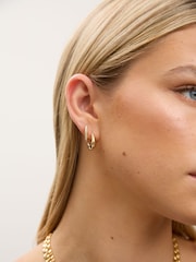 Jon Richard Gold Tone Polished and Pearl Hoops Pack of 2 - Image 2 of 5
