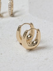 Jon Richard Gold Tone Polished and Pearl Hoops Pack of 2 - Image 3 of 5