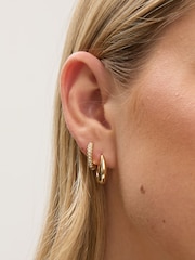 Jon Richard Gold Tone Polished and Pearl Hoops Pack of 2 - Image 4 of 5