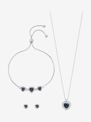 Jon Richard Silver Plated and Sapphire Heart Trio Set - Gift Box - Image 1 of 5