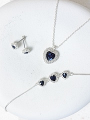 Jon Richard Silver Plated and Sapphire Heart Trio Set - Gift Box - Image 3 of 5